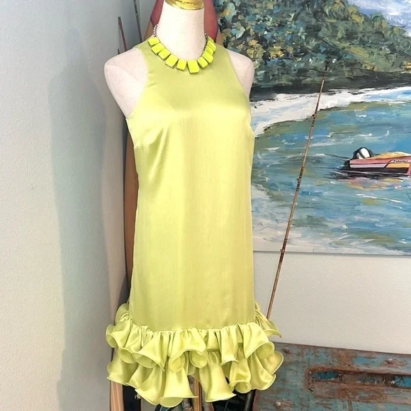NWT Trina Turk, Women's Floral Hem Cocktail Dress in Limeade, Unique, Size XS - Picture 4 of 15